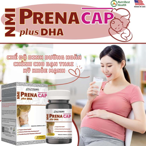 Thực phẩm Bổ sung vitamin và khoáng chất cho phụ nữ mang thai & sau sinh-NMI PRENACAP PLUS DHA (60 Viên/Hộp)