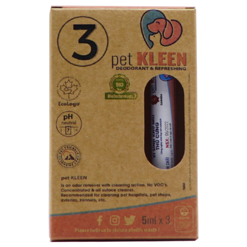 Hộp vi sinh khử mùi thú cưng Pet Kleen (3 ống 5ml)